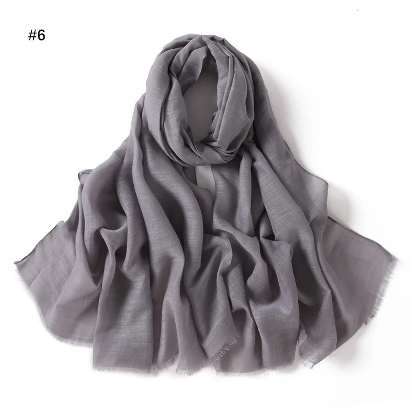 90*190cm 18Color Muslim Women Hijab Solid Color Scarf Ramadan Long Shawl Plain Cotton Linen Turban Wraps Headband