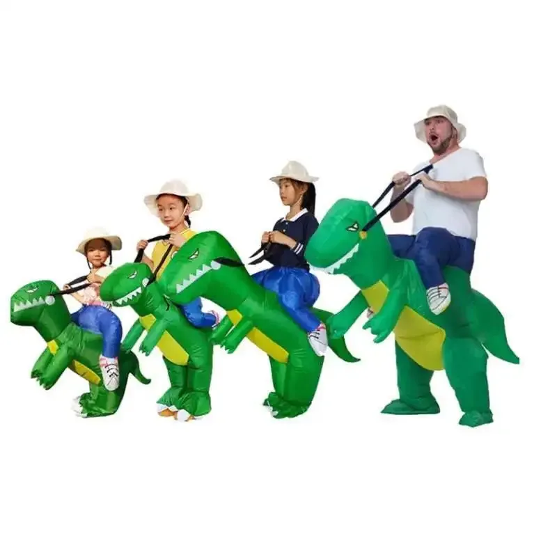 DY20Child الكبار للجنسين صبي فتاة نفخ الديناصور الأخضر تأثيري حلي الاطفال رياض الأطفال أداء حفلة الهالوين كرنفال