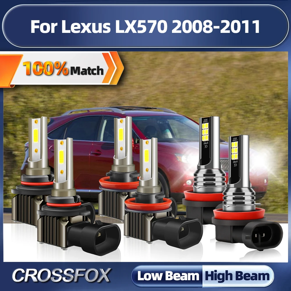 

60000LM LED Headlight With Fan Cooling 360W High Low Beam 12V 6000K White Fog Lights For Lexus LX570 2008 2009 2010 2011