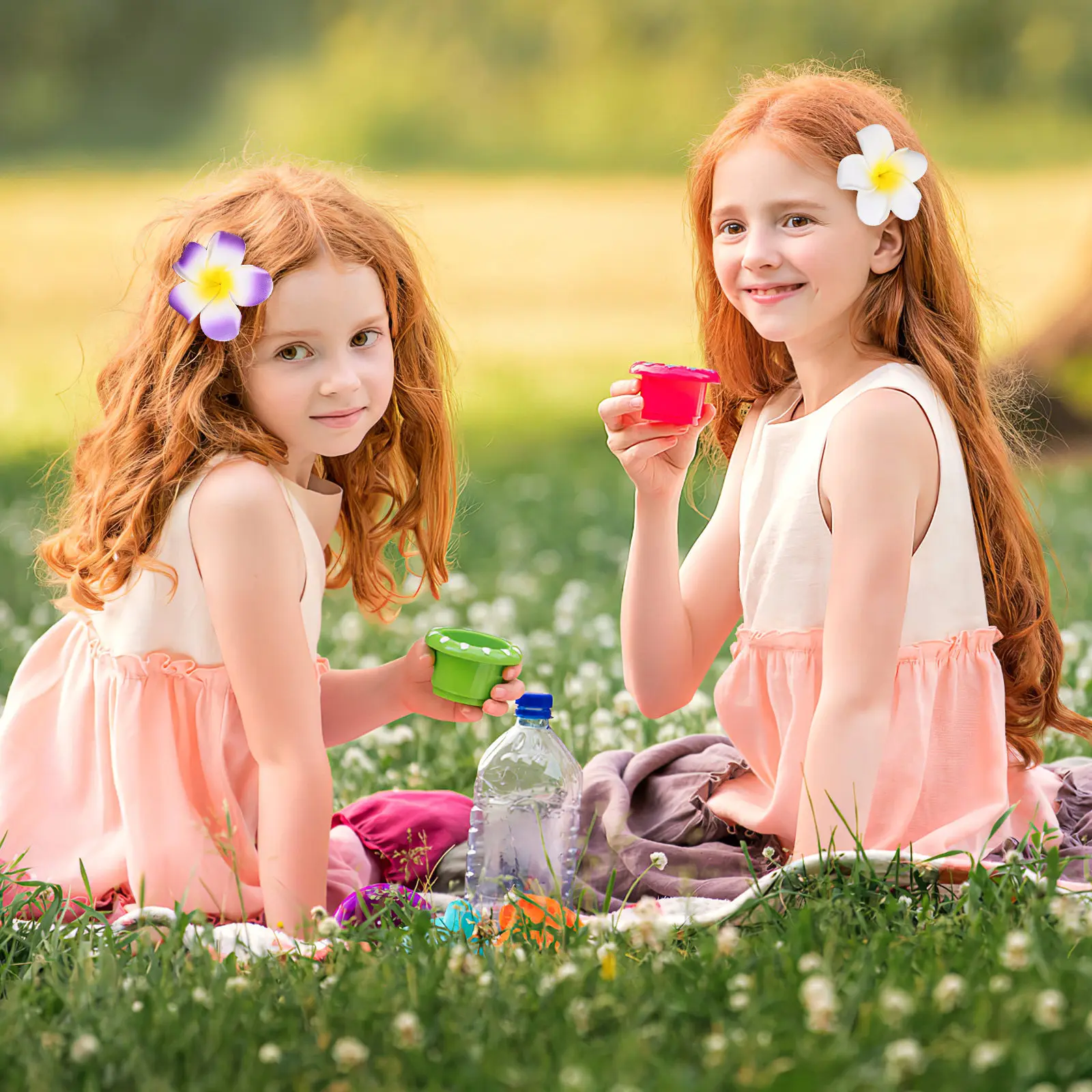 

24Pcs Plumeria Flower Hair Clips Eva 12 Colors Mixed Hawaiian Decorations for Luau Beach Wedding Party Accessories