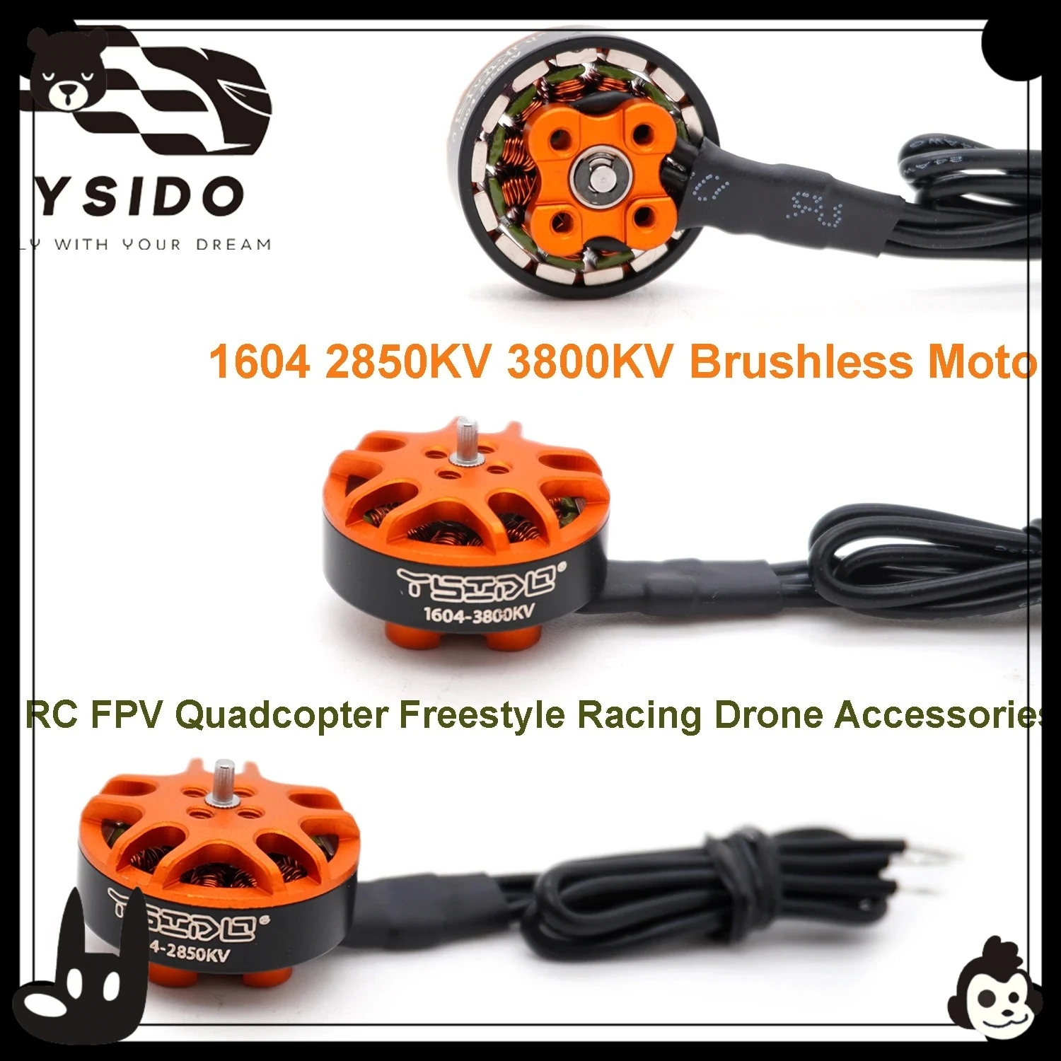 4PCS 1604 2850/3800KV Brushless Motor 3-4S for 3.5 inch Sub 250g RC FPV Quadcopter Freestyle Racing Drones DIY Accessories view 2