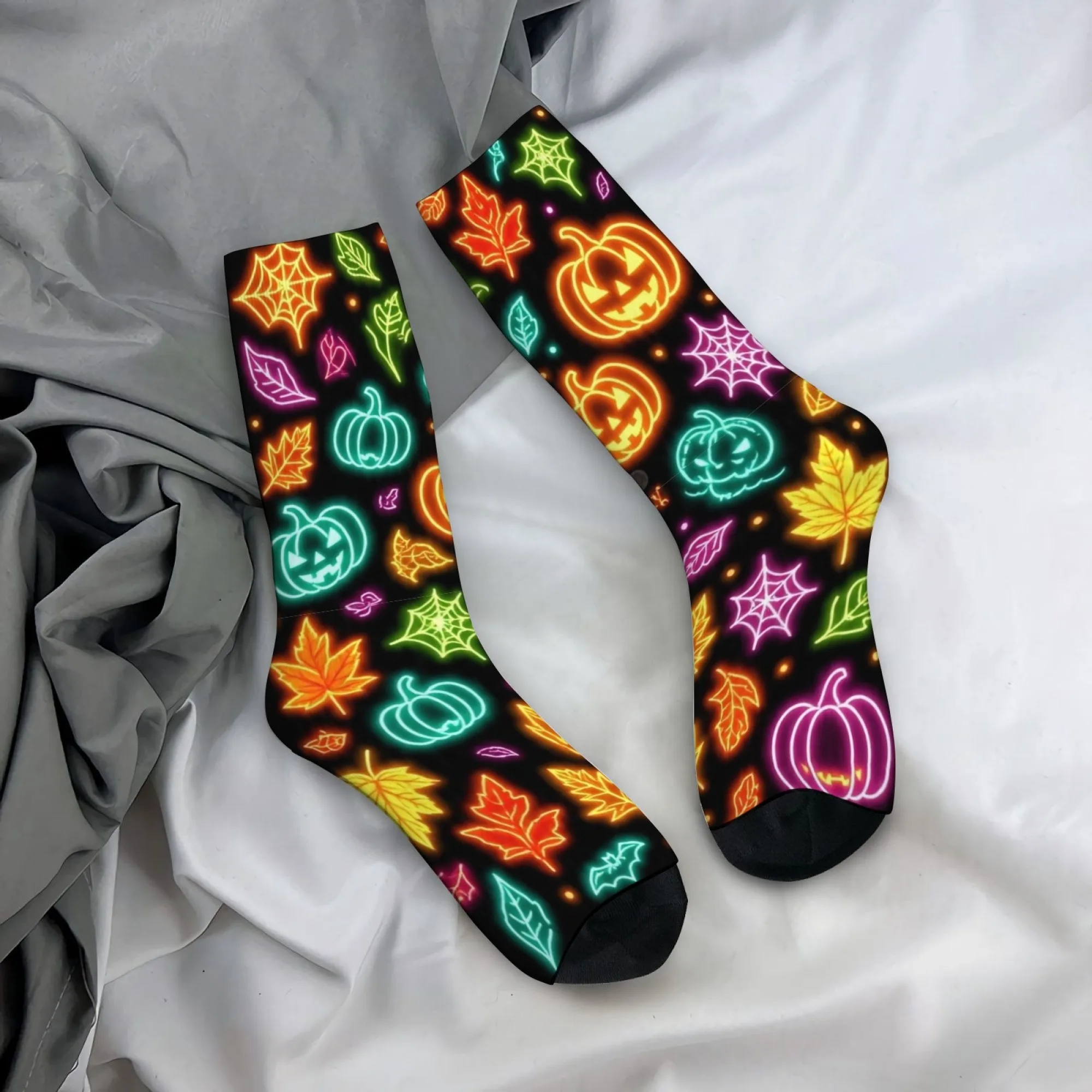 Halloween Pumpkin Socks Soft Non-slip Elastic Men's Socks Outdoor Travel Casual Wear Simple Stylish Daily Wear Edgy Sports Socks
