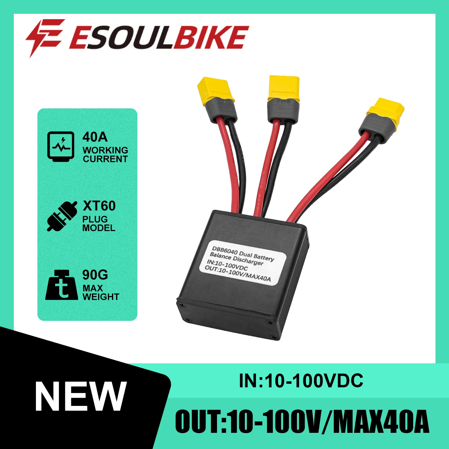 

Esoulbike Dual Battery Discharge Converter Balanced Discharge Module 20V-100V,20A-40A Simultaneous Connection Adapter