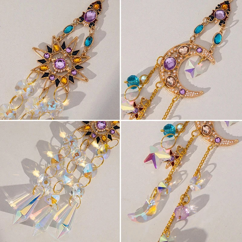 Ловец Солнца Ловец снов Хрустальный кулон Солнце и Луна Окно Призма Домашний Сад Декор Автомобиль Настенный Подарок