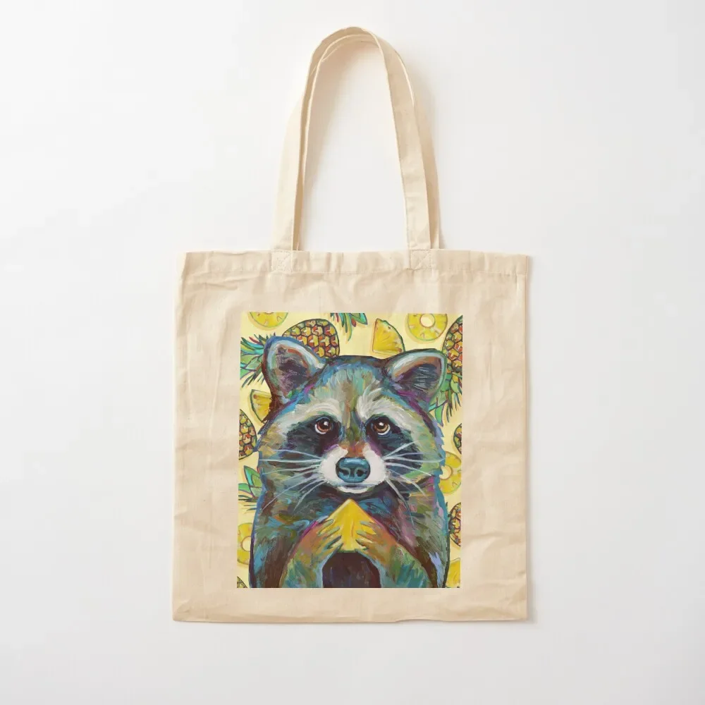 Summer Sweets CUTE RACCOON With Pineapple Tote Bag cute tote woman