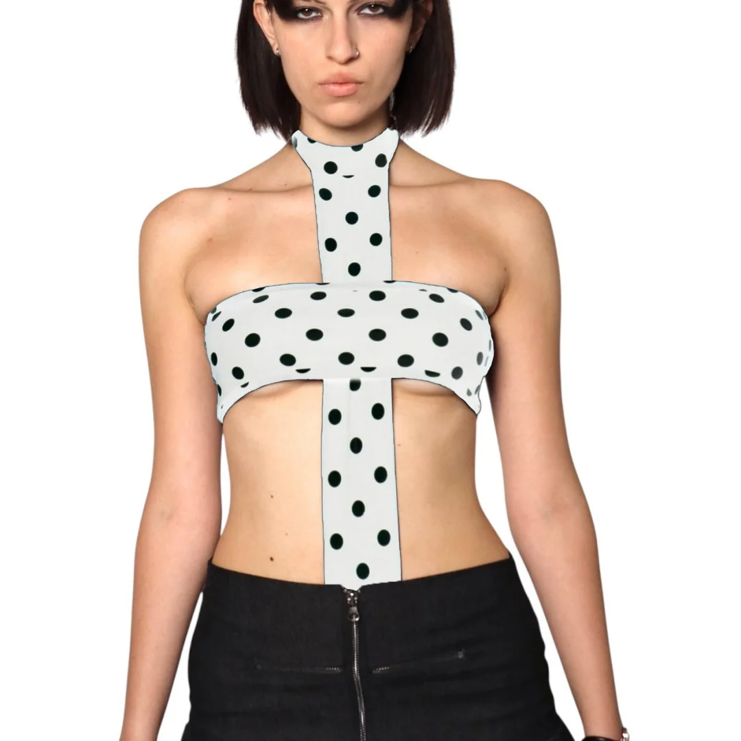 

Dark Y2K Aesthetic Polka Dot Pattern Punk Inspired Streetwear Sexy Spicy Girl Jumpsuit Shorts Retro Fashion