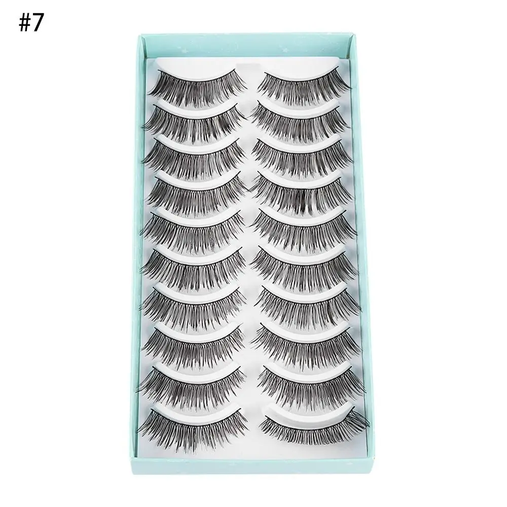 SKONHED 5/10Pairs Wispies False Eyelashes Thick Long Crisscross Lashes Extension Handmade EyeMakeup Tools