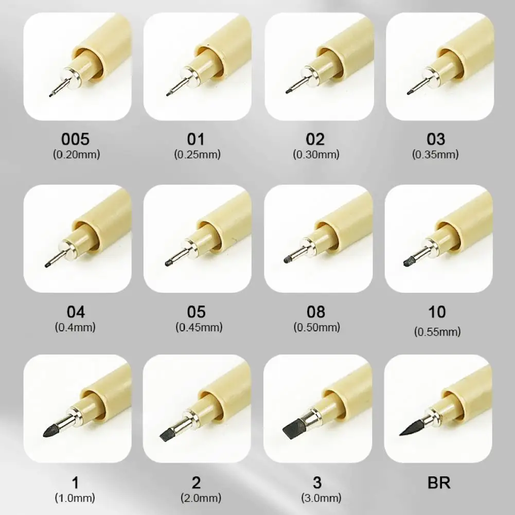 Precise Detailed Lines Pen Waterproof Fineliner Set 12 Different Line Widths for Artists Illustration Sketching Needle Pen