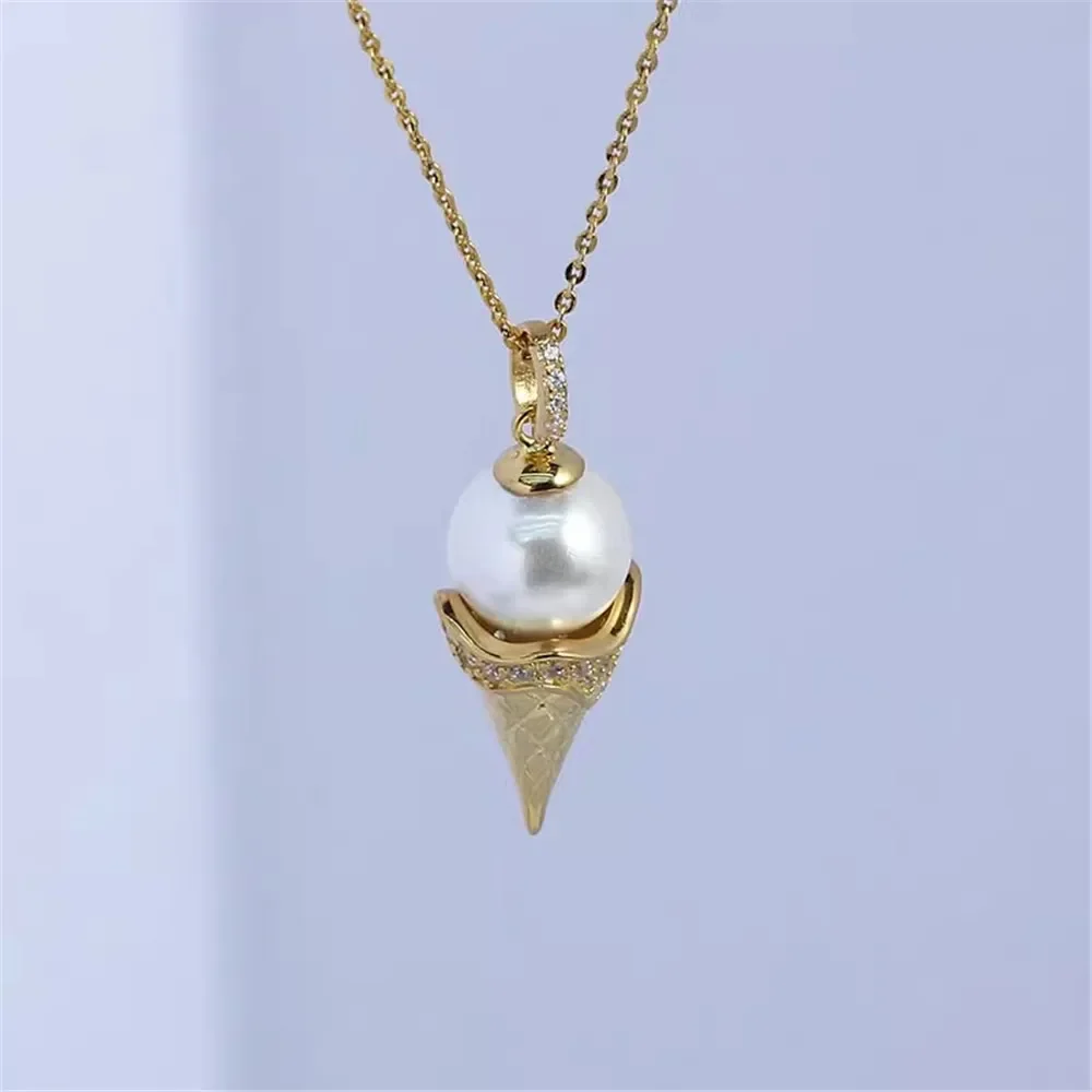 S925 Sterling Silver Pearl Pendant Setting, DIY Empty Bezel Cup Jewelry Supplies for Craft Making, Hollow Prong Pendant Findings