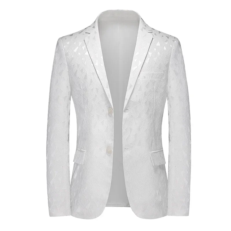 

HOO 2023 Men's Autumn New Jacquard Double Button Suit Jacket Youth plus Size Fashion Leisure blazers