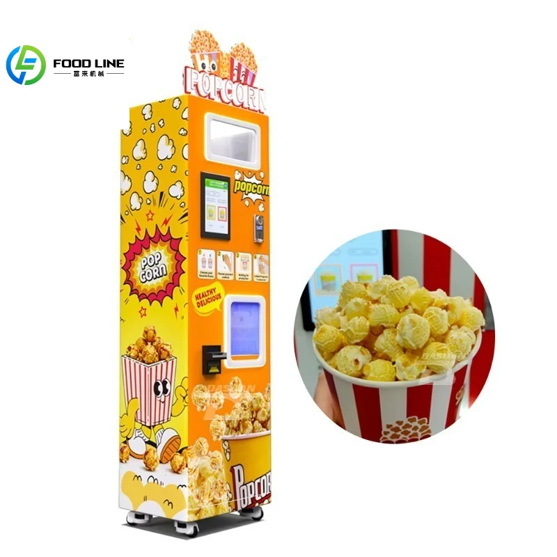 Customized Touch Screen Automatic Popcorn Maker Machine With 2 Flavors for Commercial Use Snack Food Popcorn Vending Machine