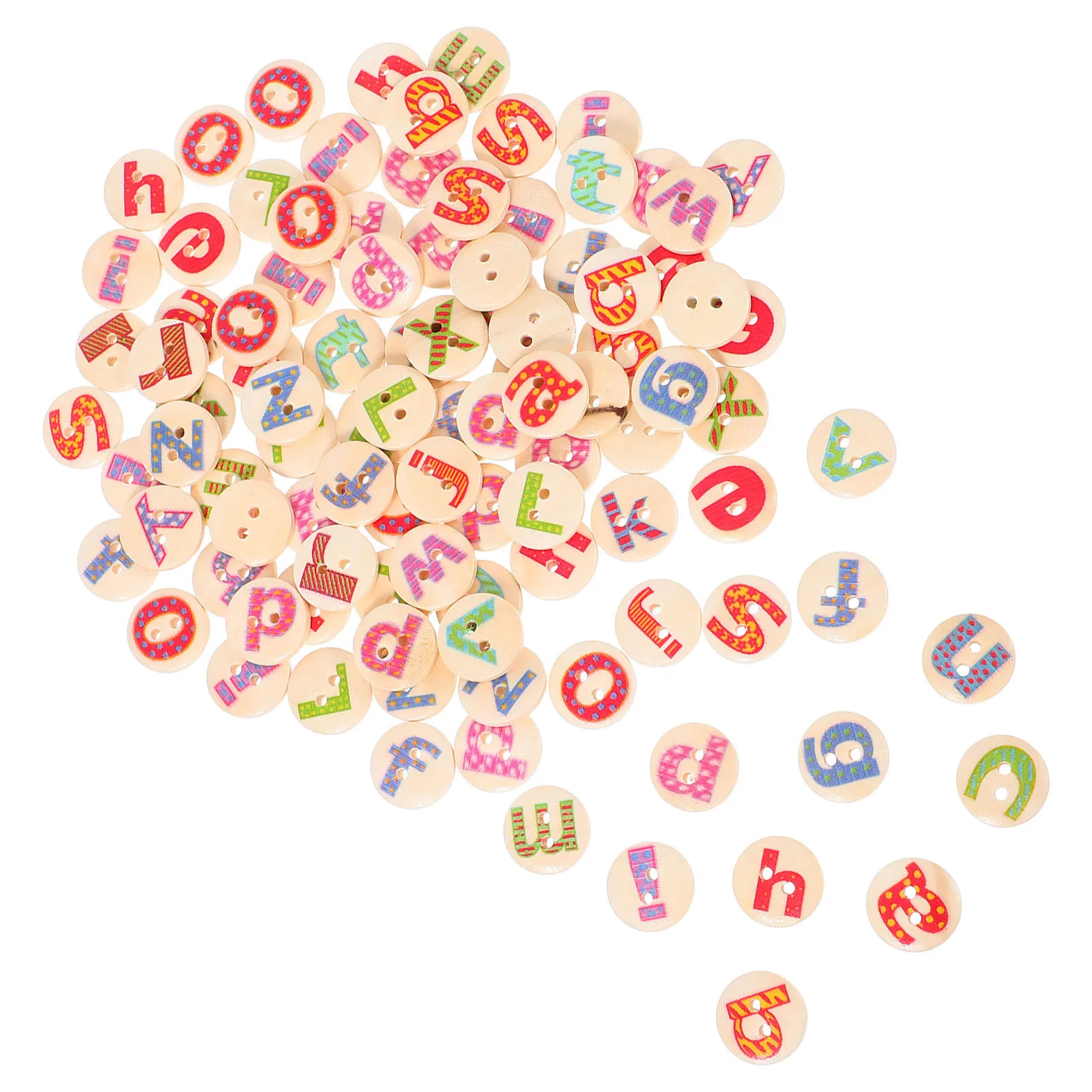 

100 pcs 26 Letters 15Mm Two-Hole Round Natural Mixed Wooden Buttons For Sewing Knitting Diy Craft Scrapbook Decoration Alphabet