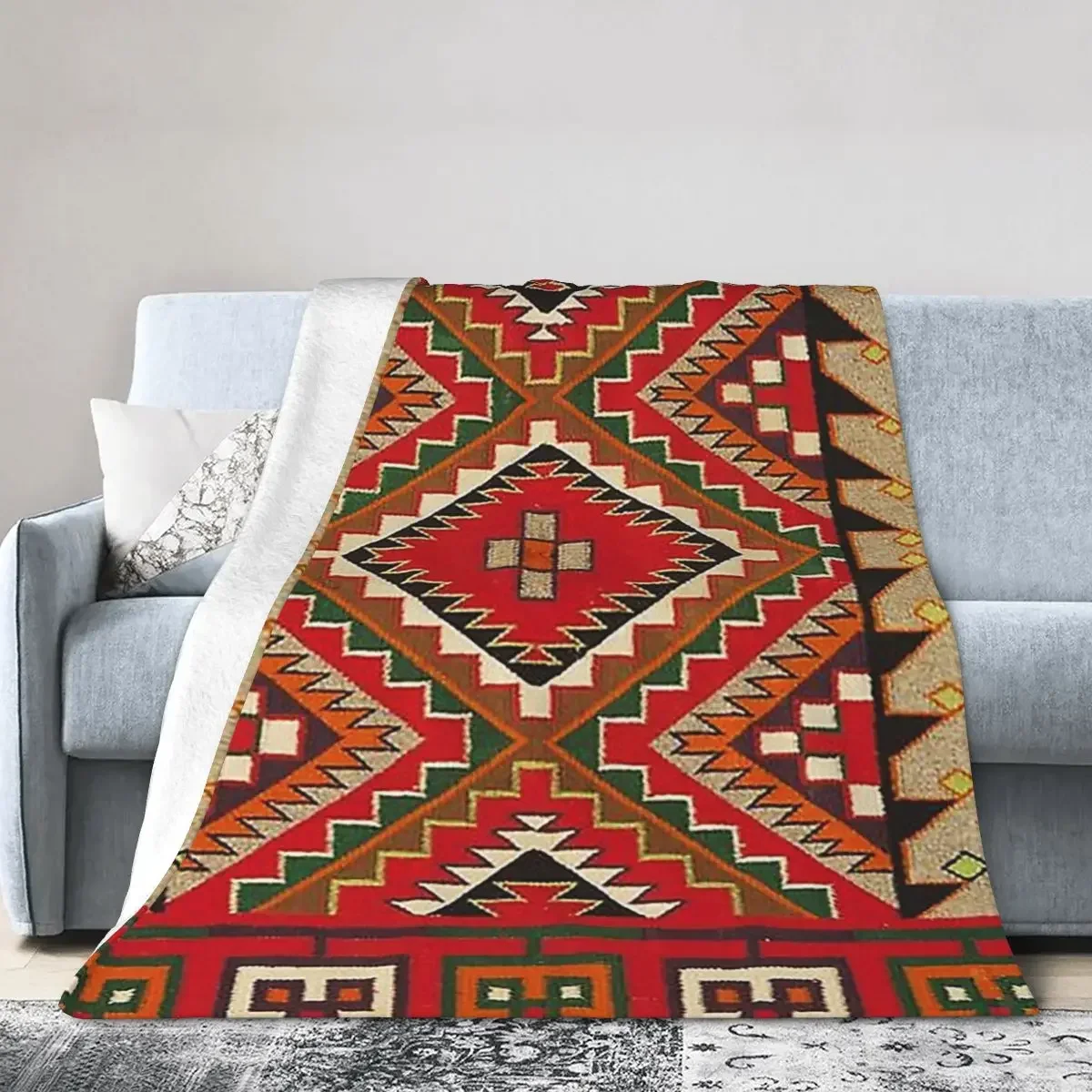 1890 Navajo Saddle Blanket Blankets Soft Warm Flannel Throw Blanket Cover for Bed Living room Picnic Travel Home Couch