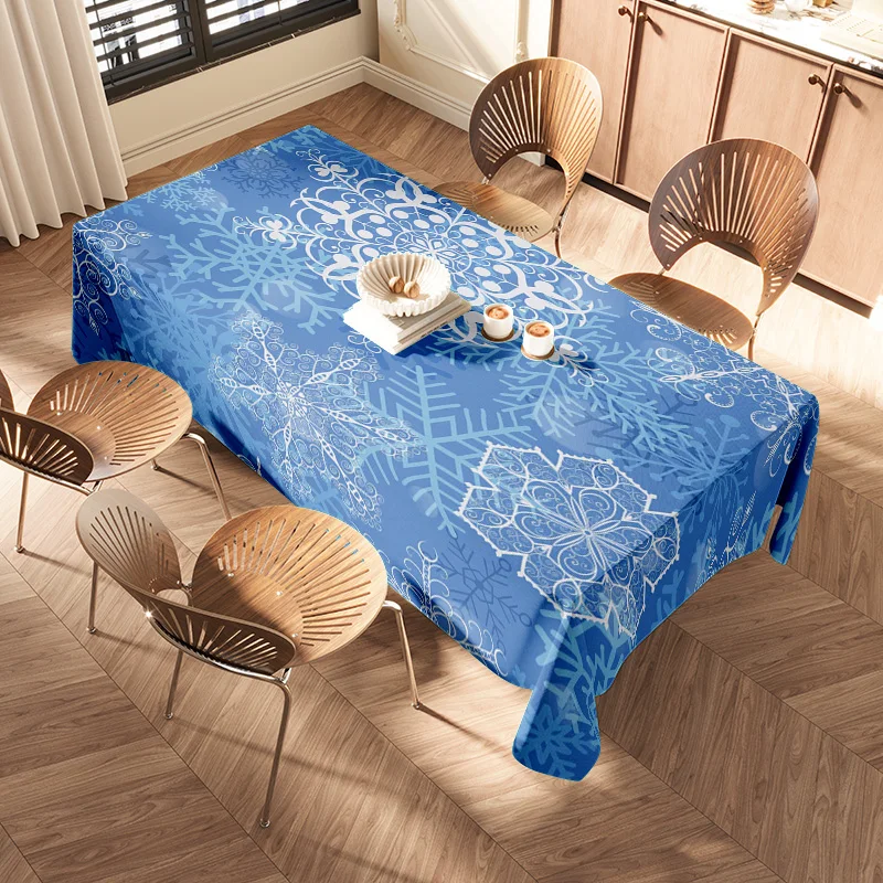 مفرش طاولة بنمط زهرة زرقاء من البوليستر المطبوع لتزيين غرفة الطعام 152 × 243 سم (طول) AliExpress.com تسوق عبر الإنترنت