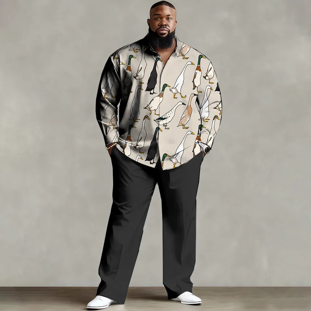 

Комплект мужской рубашки больших размеров S-9xl: Goofy Animal Charm — дышащая ткань, гладкий дизайн животных Witty, устойчивый к морщинам,