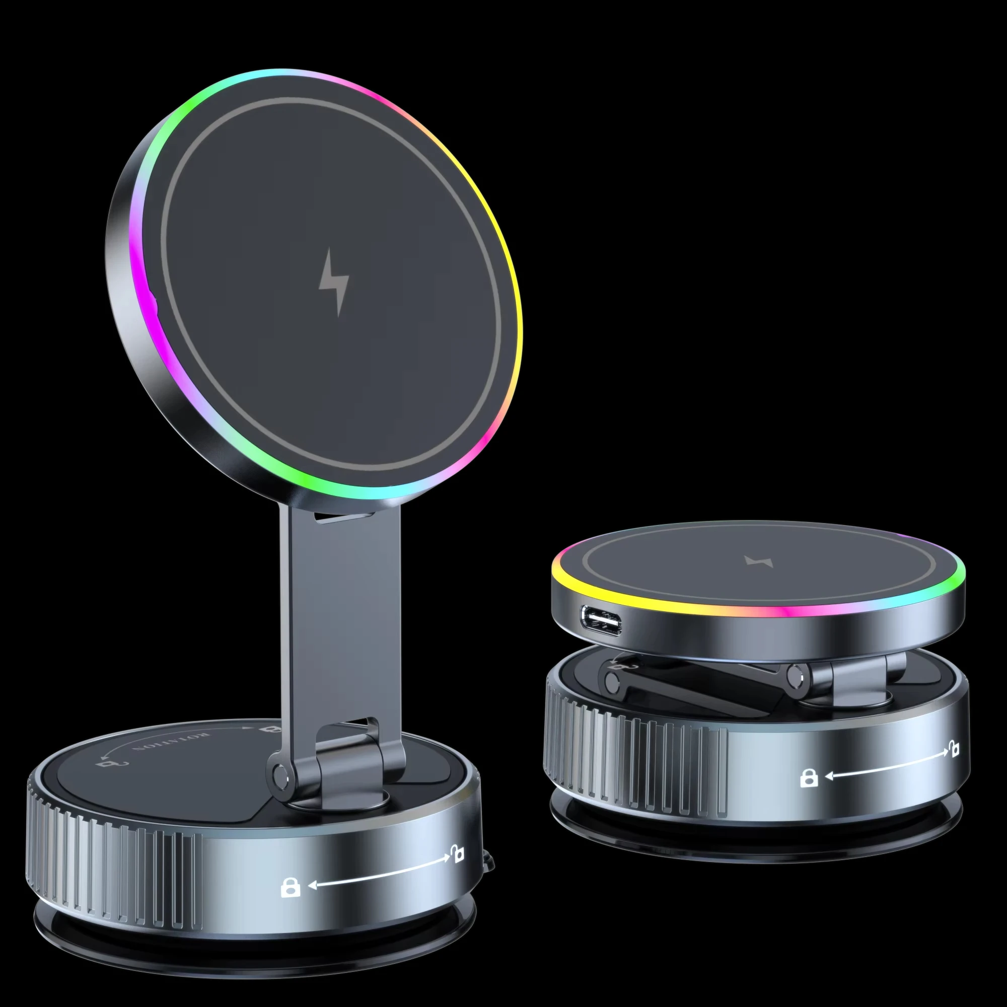 15 واط شاحن لاسلكي جبل فراغ المغناطيسي متعدد زاوية دوران حامل هاتف السيارة آيفون 13 14 15 16 17 برو ماكس حامل هاتف #2