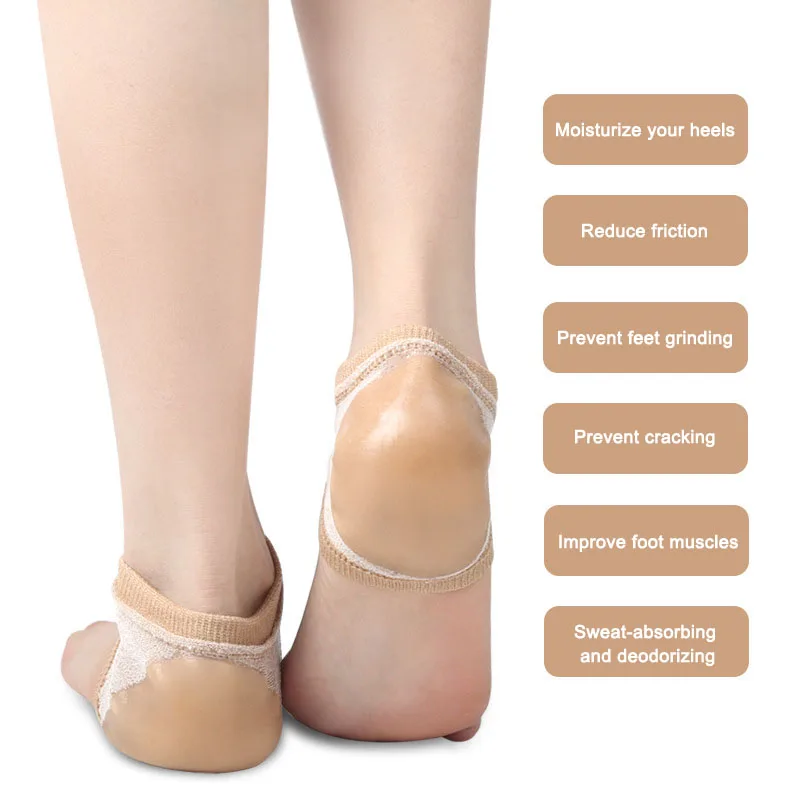 Skin Repair Cushion Silicone Heel Protector Sleeve Comfortable Gel Half-Yard Heel Pads Breathable Feet Care For Sports