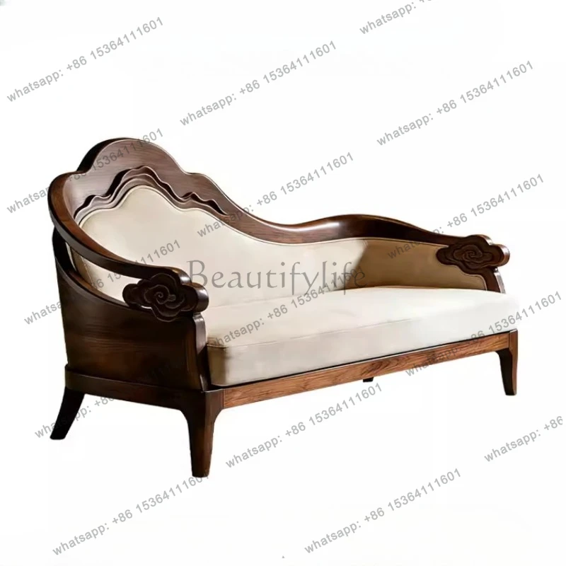 

New Chinese-style North American black walnut chaise longue, all solid wood leisure lounge chair in the living room