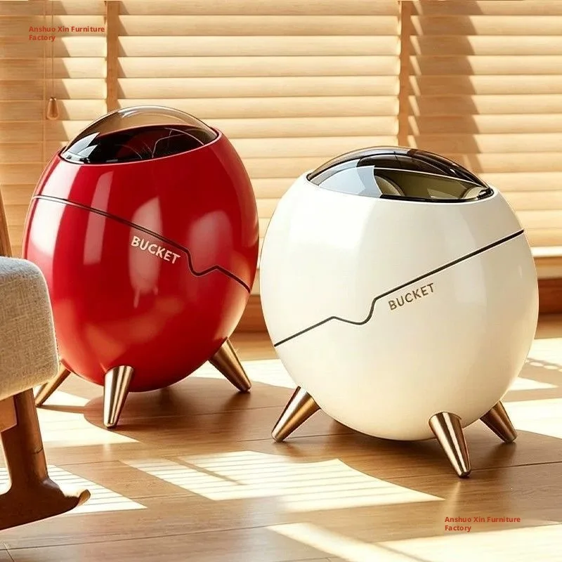 Creative Luxury Narrow Trash Can for Home Living Room Large Capacity Space Capsule Bathroom Egg Shape