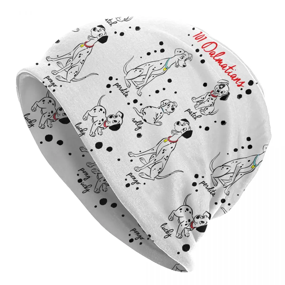 

101 Dalmatians Skullies Beanies Hat One Hundred and One Dalmatians Goth Unisex Outdoor Cap Warm Dual-use Bonnet Hats