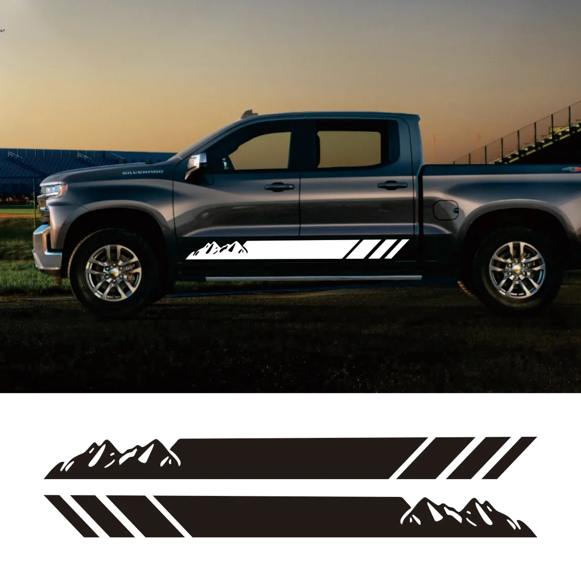 

Car Stickers Pickup Door Side Stripes Decals Vinyl Graphics Custom Decor Cover Auto Accessories For Chevrolet Colorado Silverado