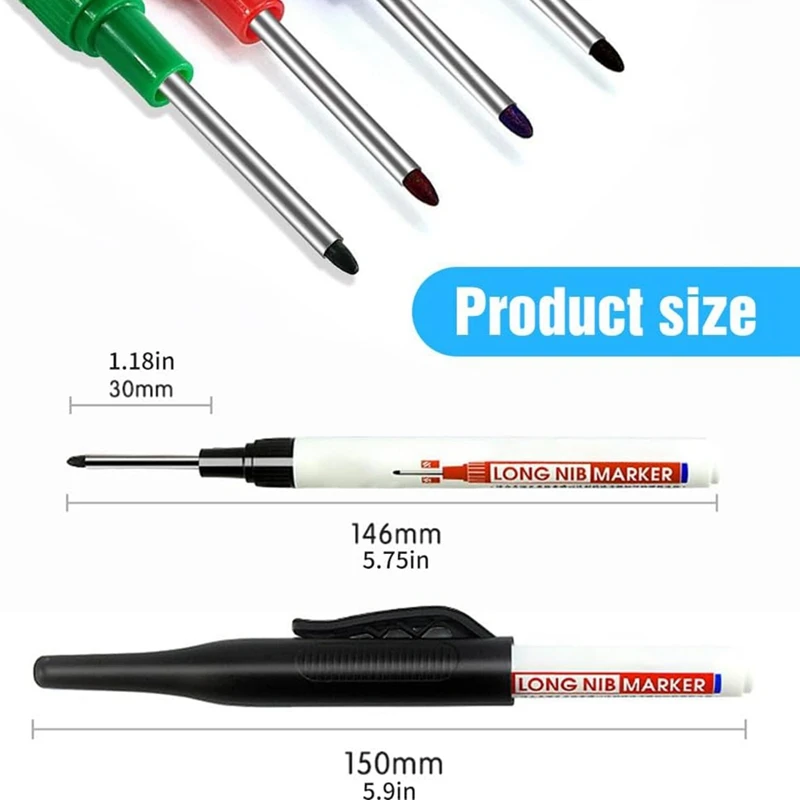 WISH Long-Head Deep Hole Marker,Metal Markers For Steel Waterproof Construction Markers Long Nose Marker Pens