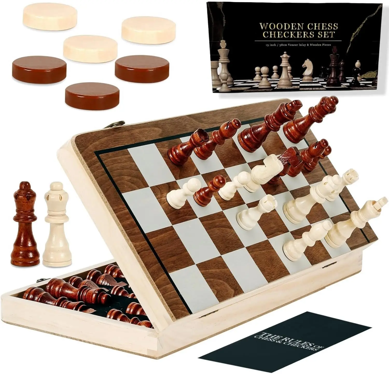 Conjunto de xadrez magnético de 15 polegadas, jogo de tabuleiro dobrável com 2 reinas extras para adultos e crianças da Kiapeak