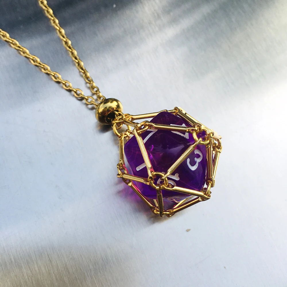 Handmade Colorful DND D20 Dice Pendant Necklace Unique Stainless Steel jewelry Gift for Role-Playing Game Enthusiasts Wholesale