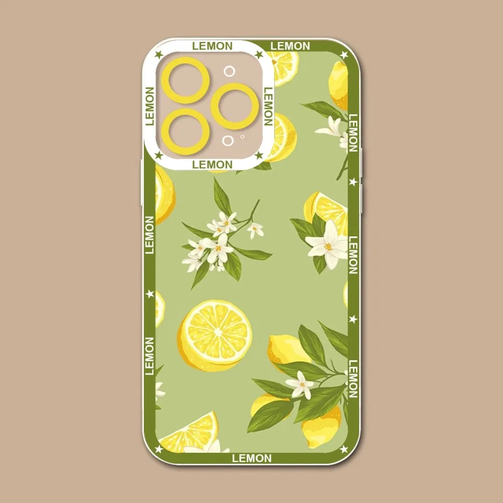 Summer Green Leaves Fruit Lemon Phone Case Phone Case For IPhone 11 12 13 Mini Pro Max 14 15 Pro Max Case Shell Funda Cover