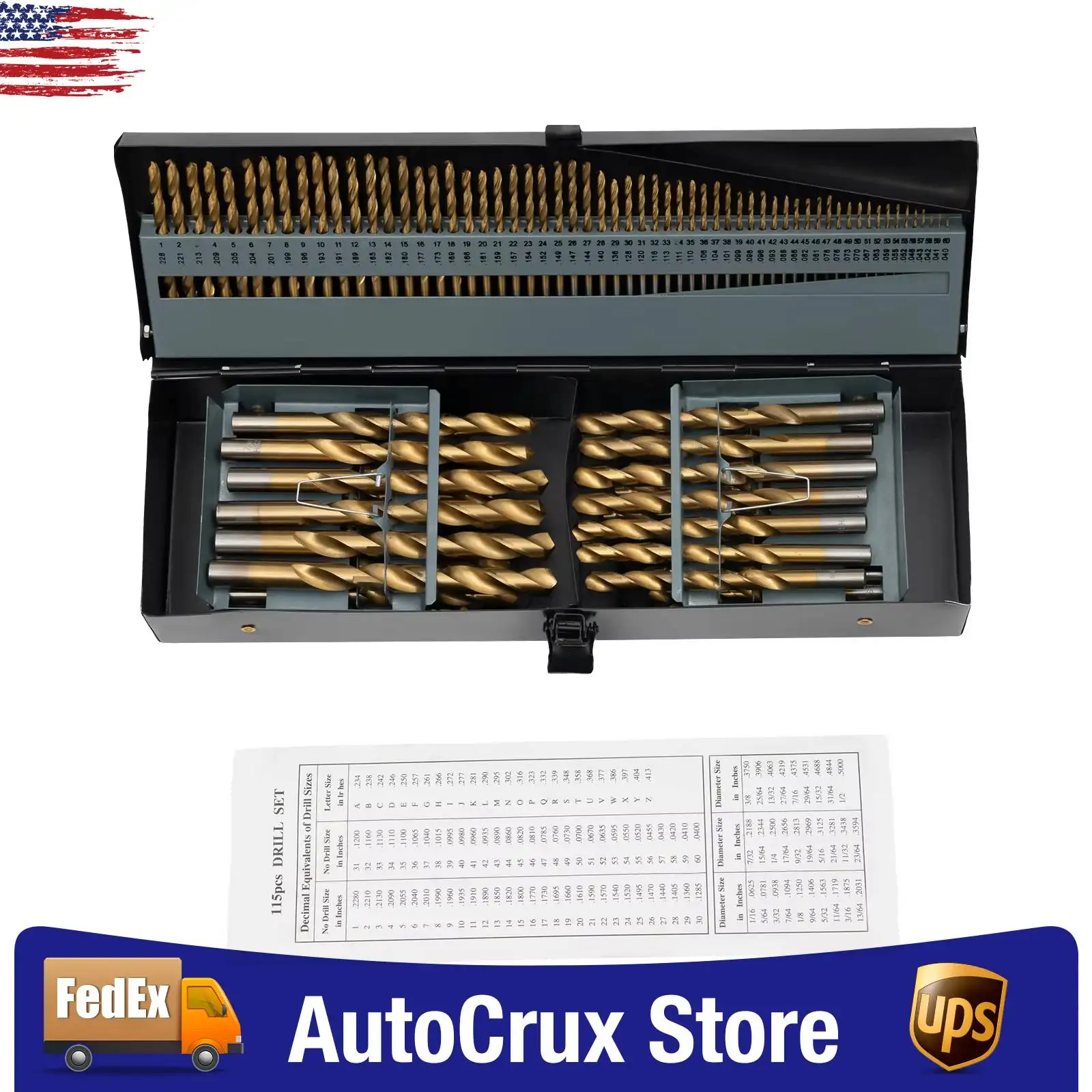 

Набор кобальтовых сверл, 115 шт. сверл из высокоскоростной стали M35, 5% кобальтовый сплав, для нержавеющей стали, чугуна, твердой древесины