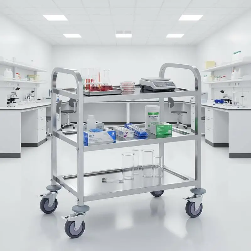 

Steel Rolling Trolley 3 Layers For Laboratory Clinic Salon, 400 lbs Capacity Lockable Universal Wheels Professional Grade Multi-function Storage Rack Heavy Duty Utility Unit Multi-tier Organization Solution Metal Frame Mobile Station