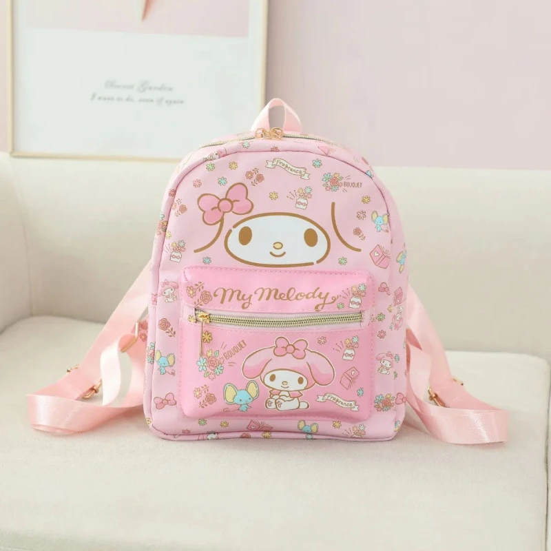 Kawaii Anime Hello Kitty Kuromi Mymelody plecak z motywem kreskówkowym podwójny zamek tornister kosmetyczka moda dziewczęca torba do przechowywania