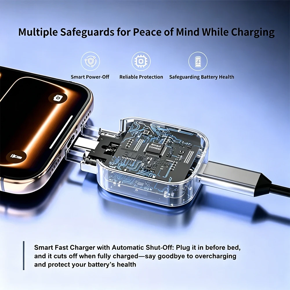 140W Auto Power-Off Fast Charger, Smart Full Stop Type-C Charging Adapter, Safe Charger for iPhone, Samsung, Laptops,iPad