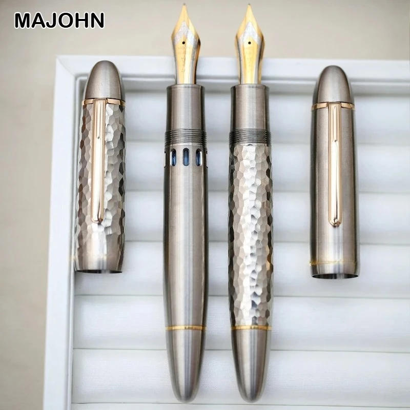

MAJOHN Ti-P141 Titanium Alloy Piston Fountain Pen Metal Hammer Pattern Version Fountain Pen School Office Supplies Stationery