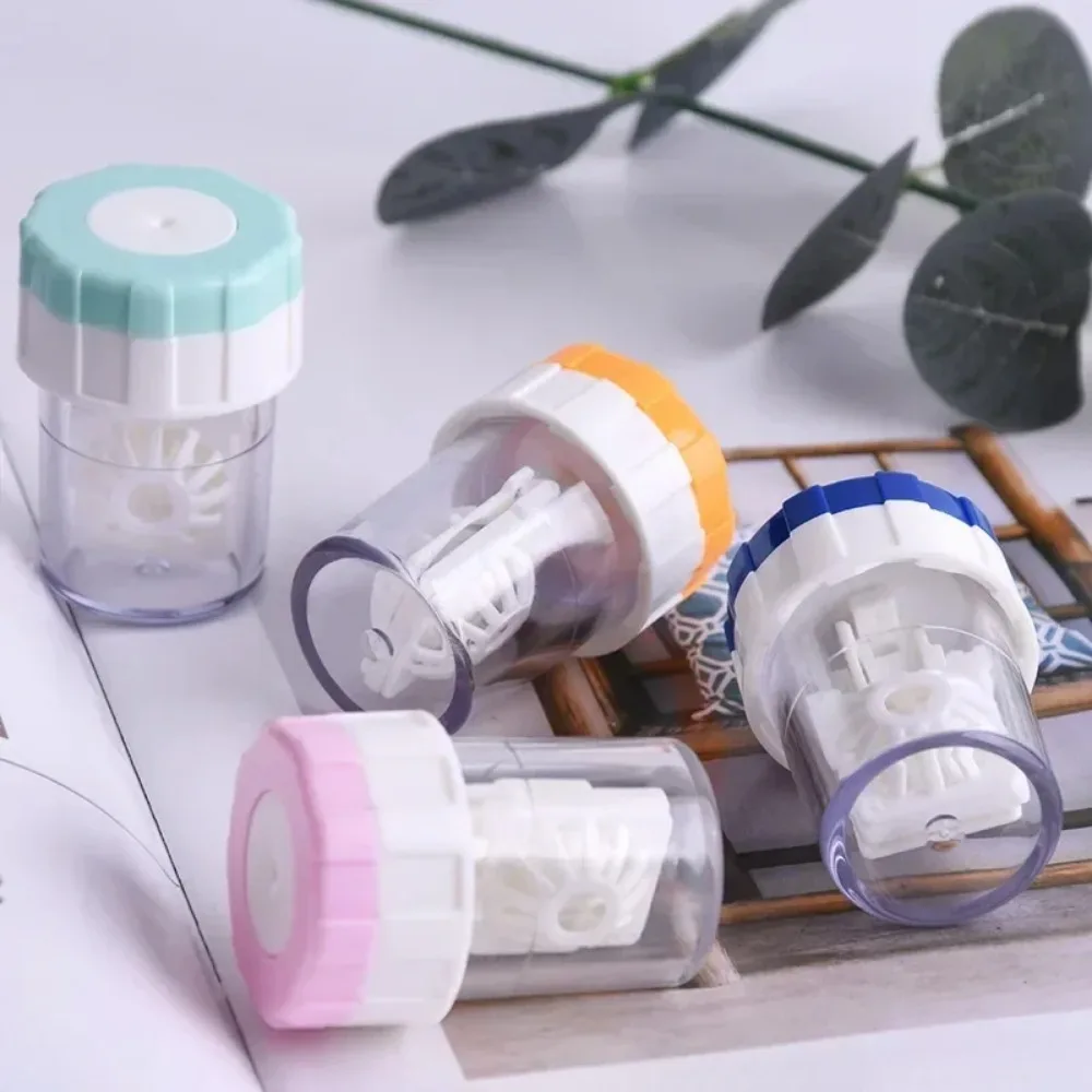 1 manual rotatable contact lens cleaning device, portable contact lens cosmetic pupil storage and cleaning container image 5