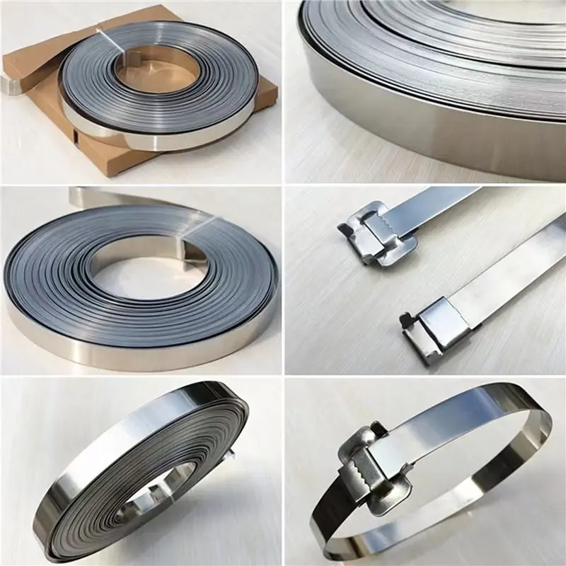 DT39 3x 304 Stainless Steel Coil Strapping Tape 12mmx0.4mmx30m, High Quality Stainless Steel Cable Reel for Strapping