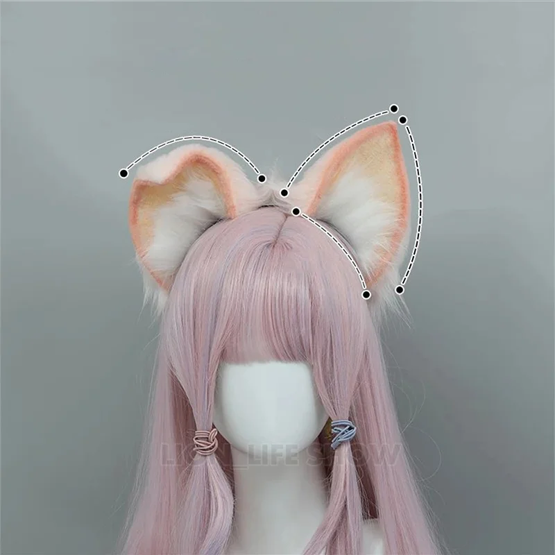 Linabell Cosplay Wolf Fox Tail Handmade Lingna Belle\'s Cosplay Ears Hairhoop Tail Costume Prop Accessories