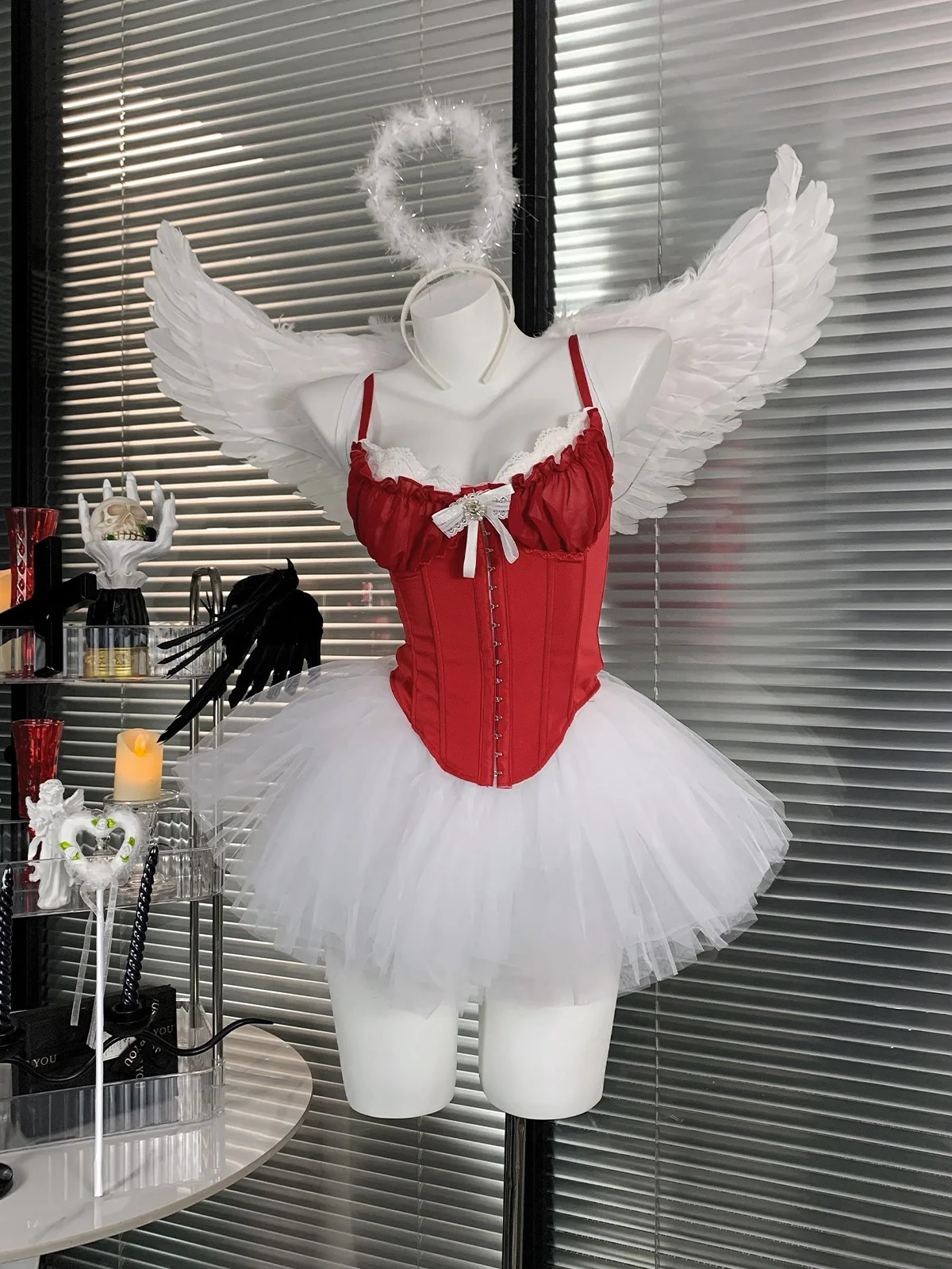 

Gothic Style Cosplay Women's Fashion Set Dark Sexy New Year's Robe Pure Desire Atmosphere Spicy Girl Winter Ensemble Polyester