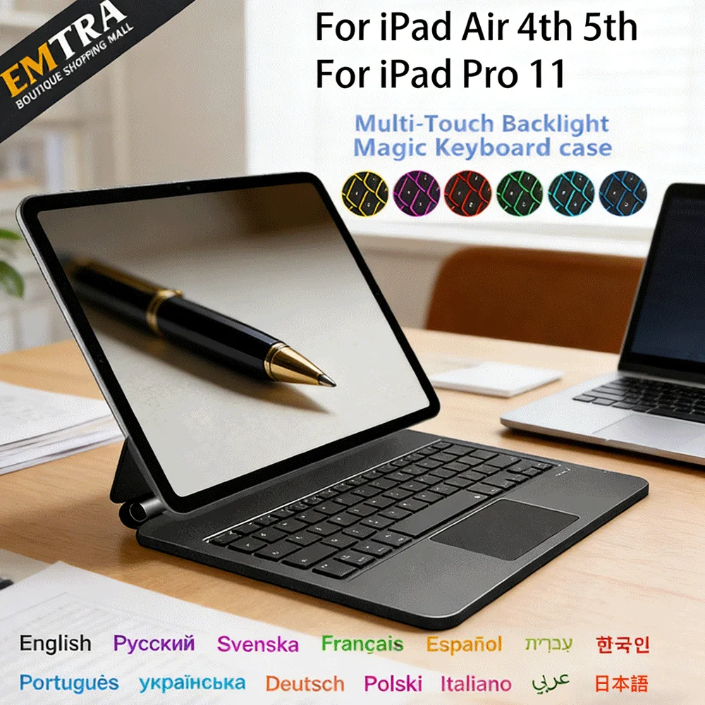 

Магнитная плавающая подставка Magic Keyboard для iPad Pro 11, Air 4, Air 5, Bluetooth, мультитач, управление жестами, испанская раскладка, клавиатура для планшета