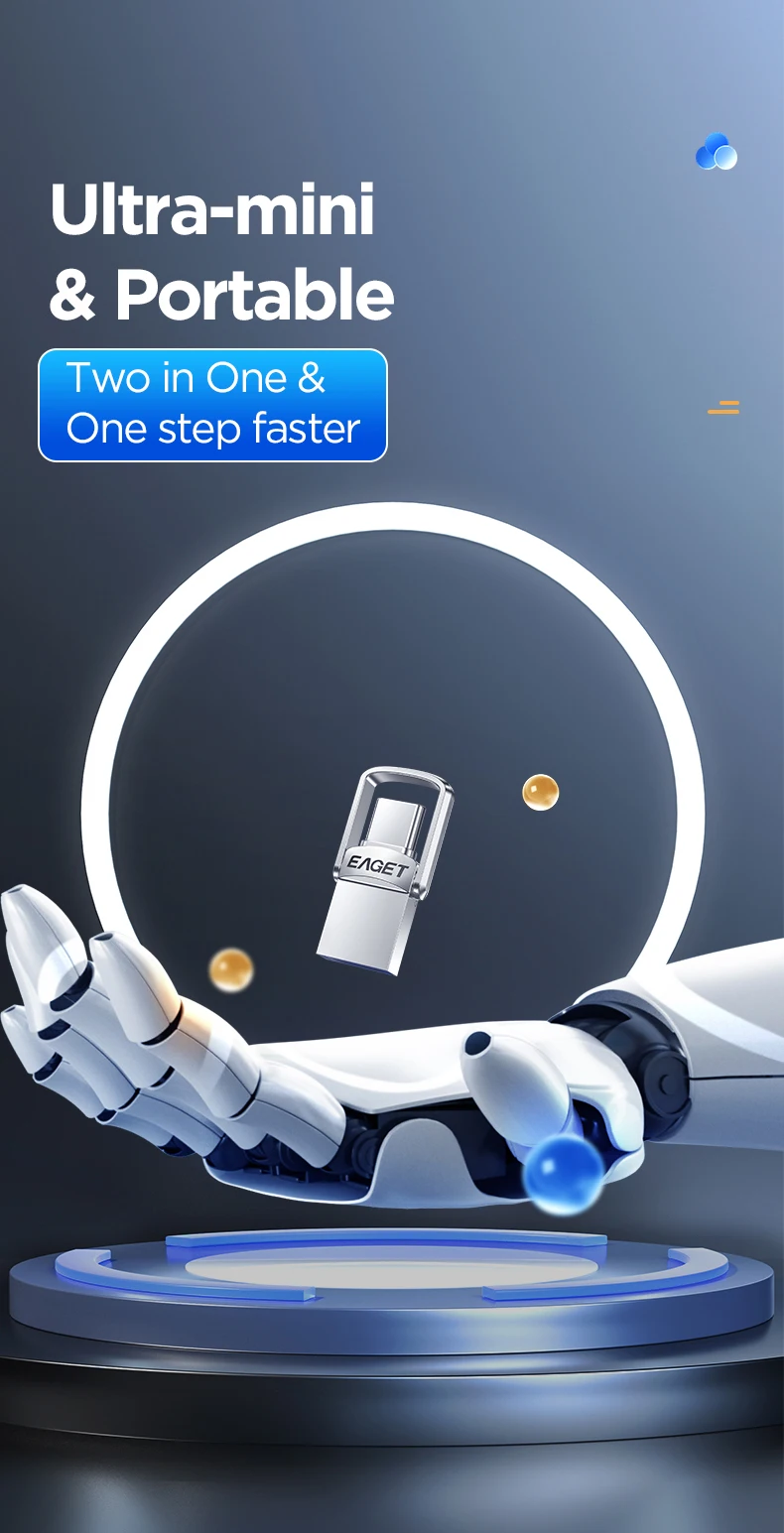 Eaget Mini USB-Stick 2-in-1 USB Typ C & USB A Flash-Laufwerk 120 Mb/s USB 3.2 USB 3.0 Schlüssel USB-Speicherstick 32GB 64GB – Detail 1