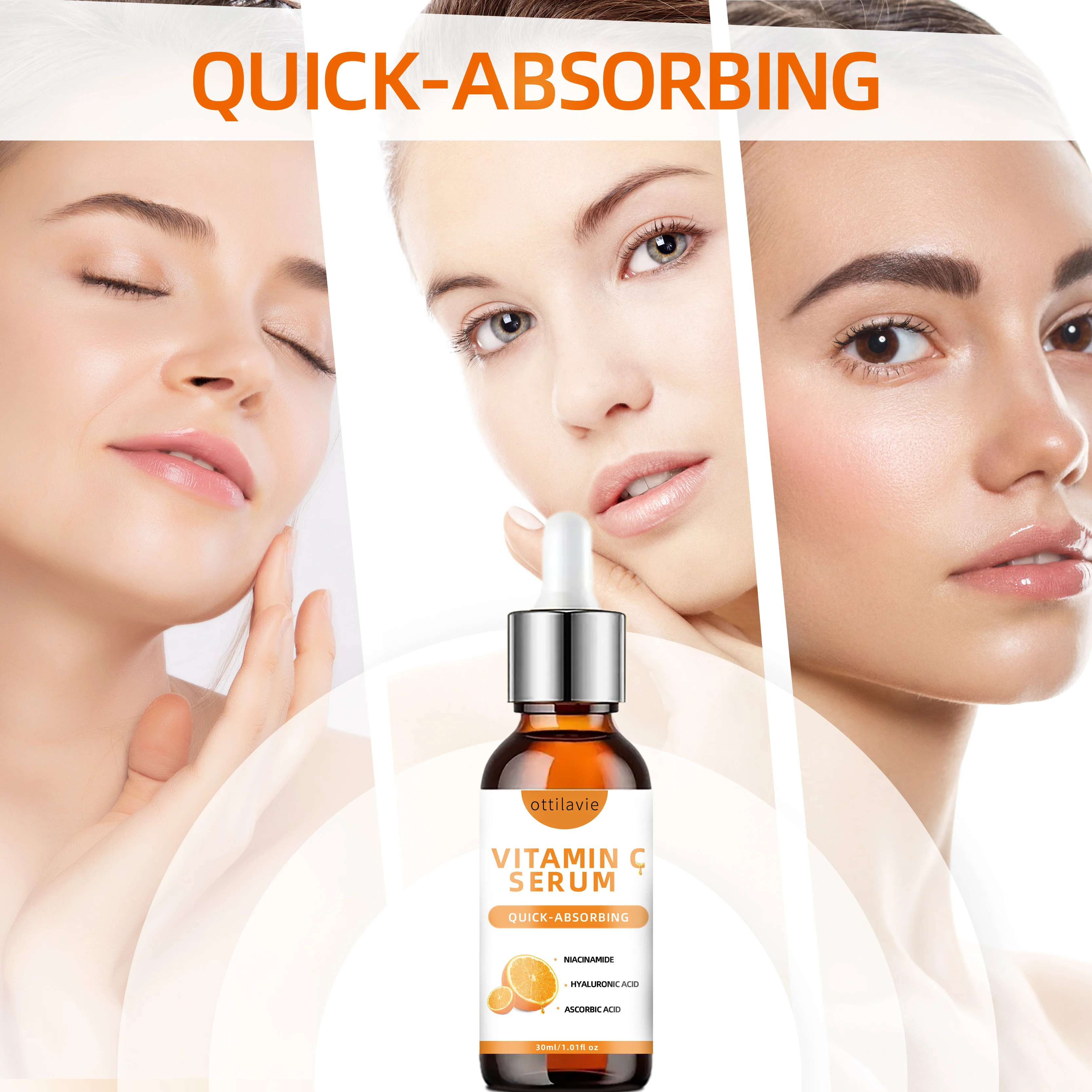 Vitamin C Serum with Hyaluronic Acid – Fast-Absorbing, Deep Hydration, Non-Greasy, 24-Hour Nourishment for Instant Glowing Skin - Image 2