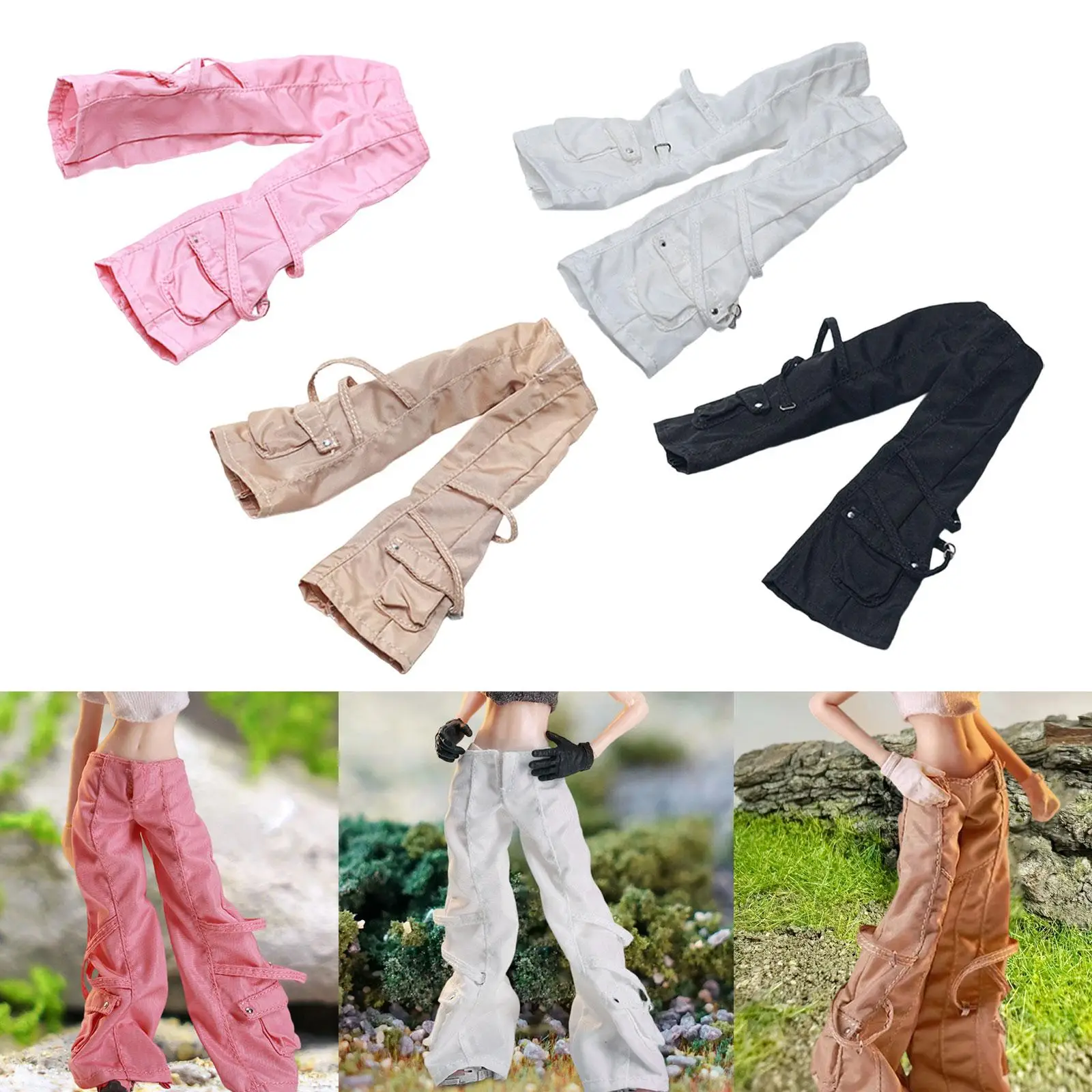 

1/12 Scale Miniature Cargo Pants Female Fashion Figure Body Accessories Trendy Clothes for Outfit Ready Dolls Decor Trousers