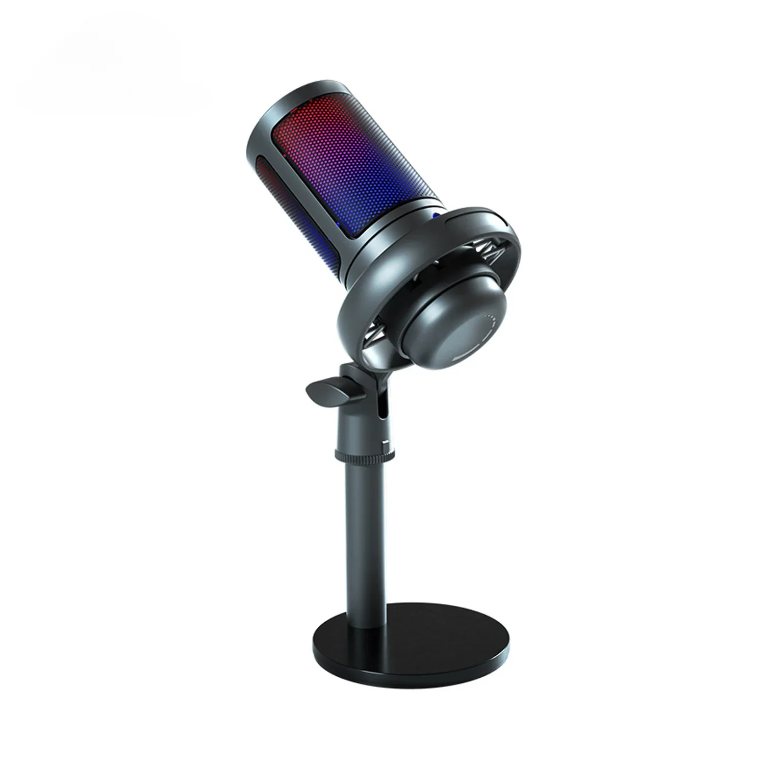 

USB Condenser Gaming Microphone With Shock Mount Pop Filter Gain Control RGB Microphone for Gaming Streaming Podcasting