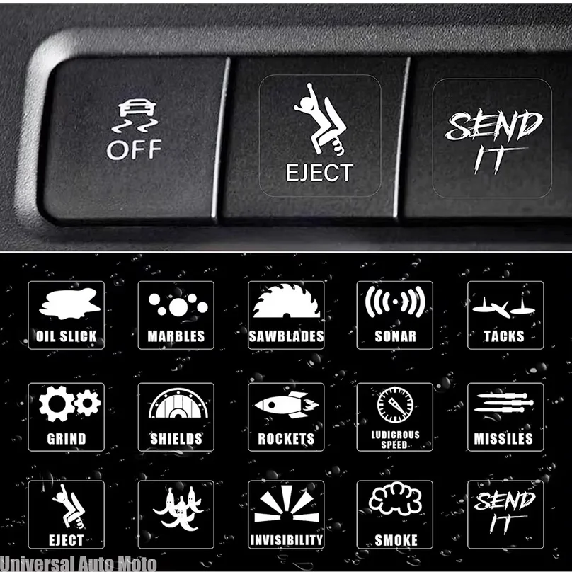 15pcs/set Creative Car Switch Button Stickers Dashboard Console Label Decals Self-adhesive Decorations For Car Truck