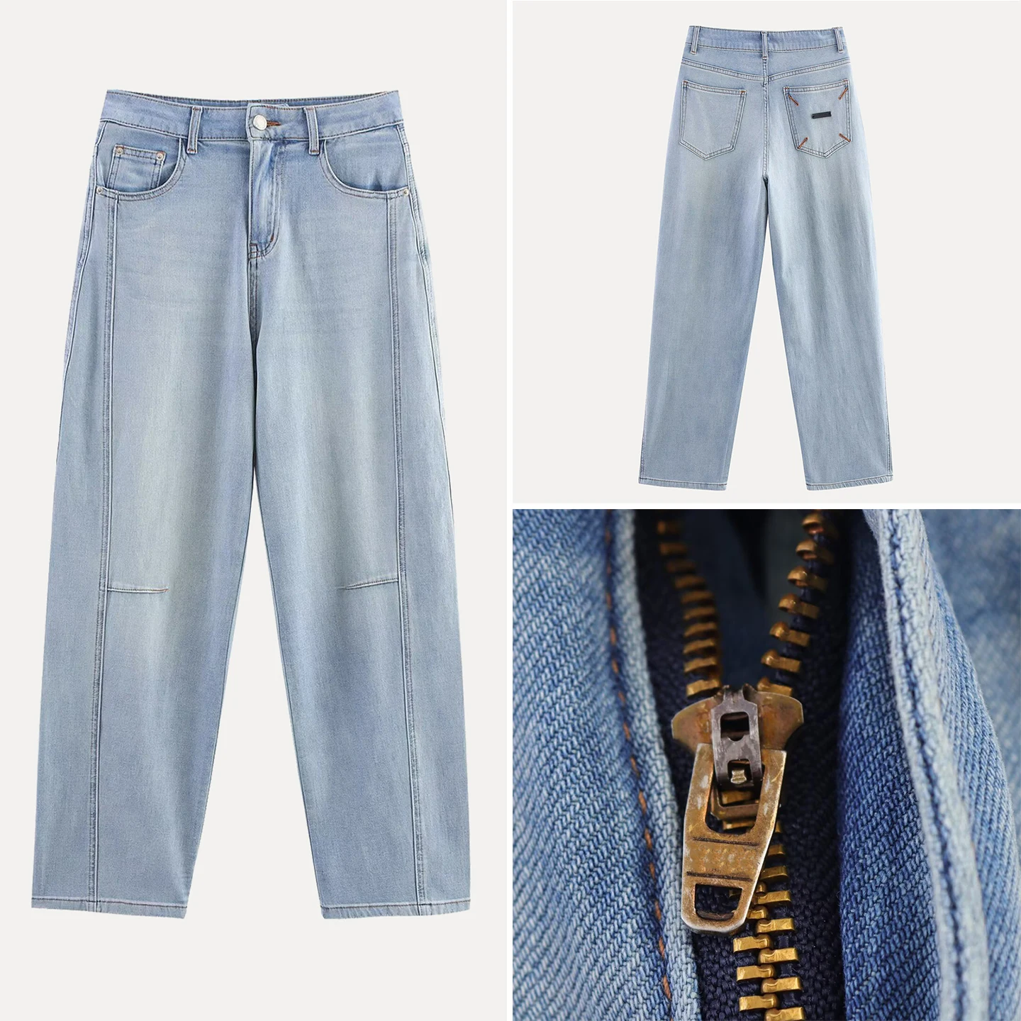 

High Waist Wide Leg Jeans Casual Sle Zipper Closure Polyester Fabric Loose Fit Summer Collection Faionable Versatile High...