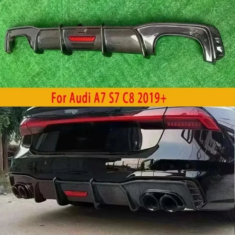 

Для Audi A7 S7 C8 2019+ Задний диффузор из углеродного волокна Achterbumper Диффузор Achter Splitters Спойлер Terug Lip Upgrade Body Kit