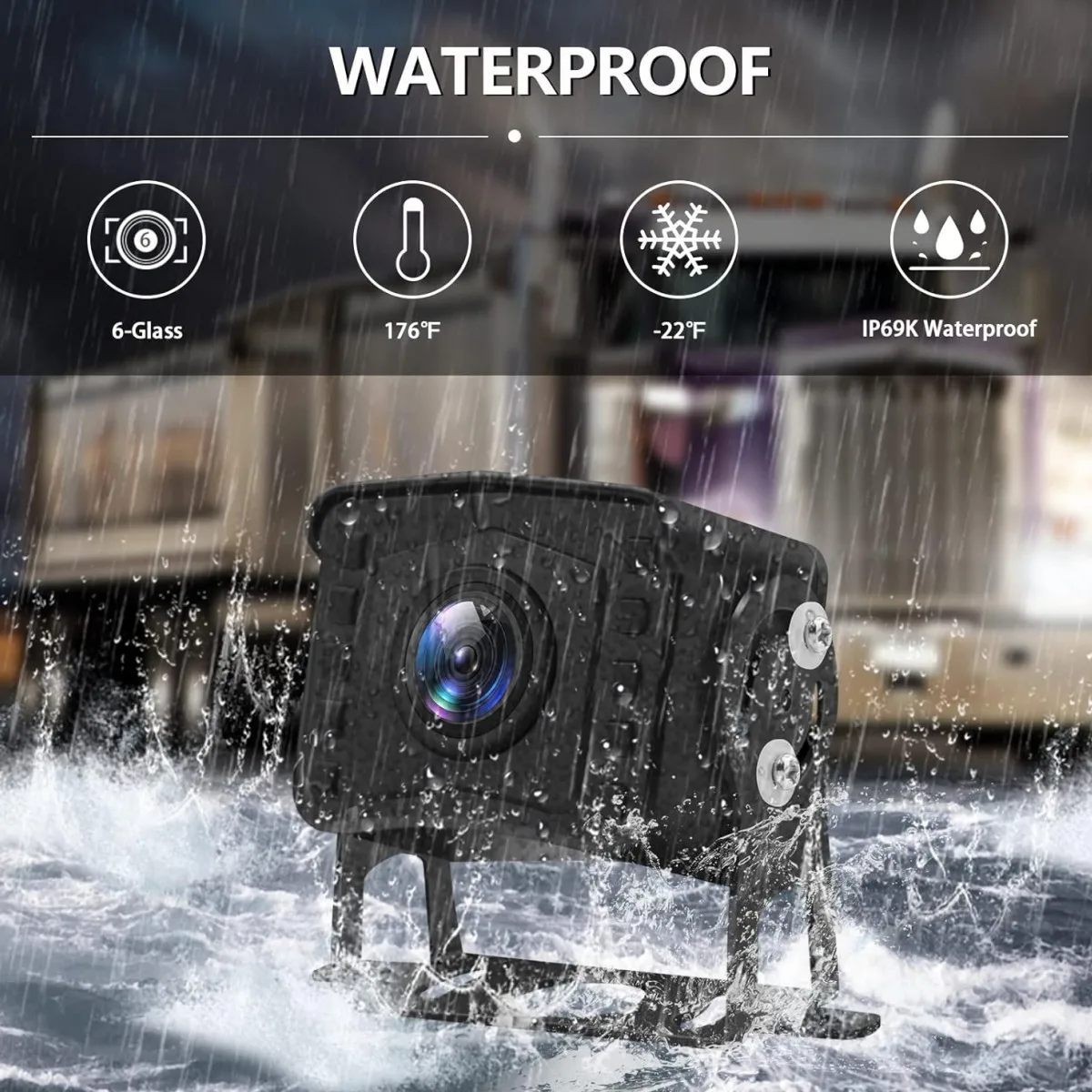 4K Backup Camera 4CH with 10.36" Quad Split Touch Screen AHD Front Rear Sides View Camera W/DVR   for RV Semi Trailer Truck Van