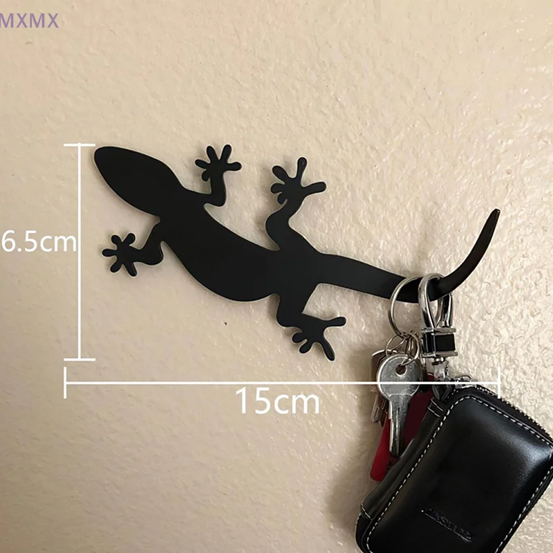 Kait logam pintu dinding dapur, gantungan kunci Gecko bentuk monyet kucing dekorasi tanpa kelim