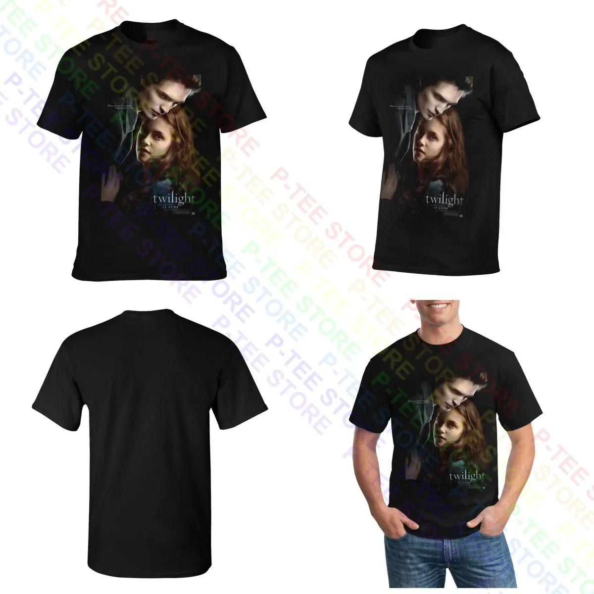 Twilight Saga Promo Edward Jacob T-shirt Tee Shirt Rare Unique Harajuku Streetwear