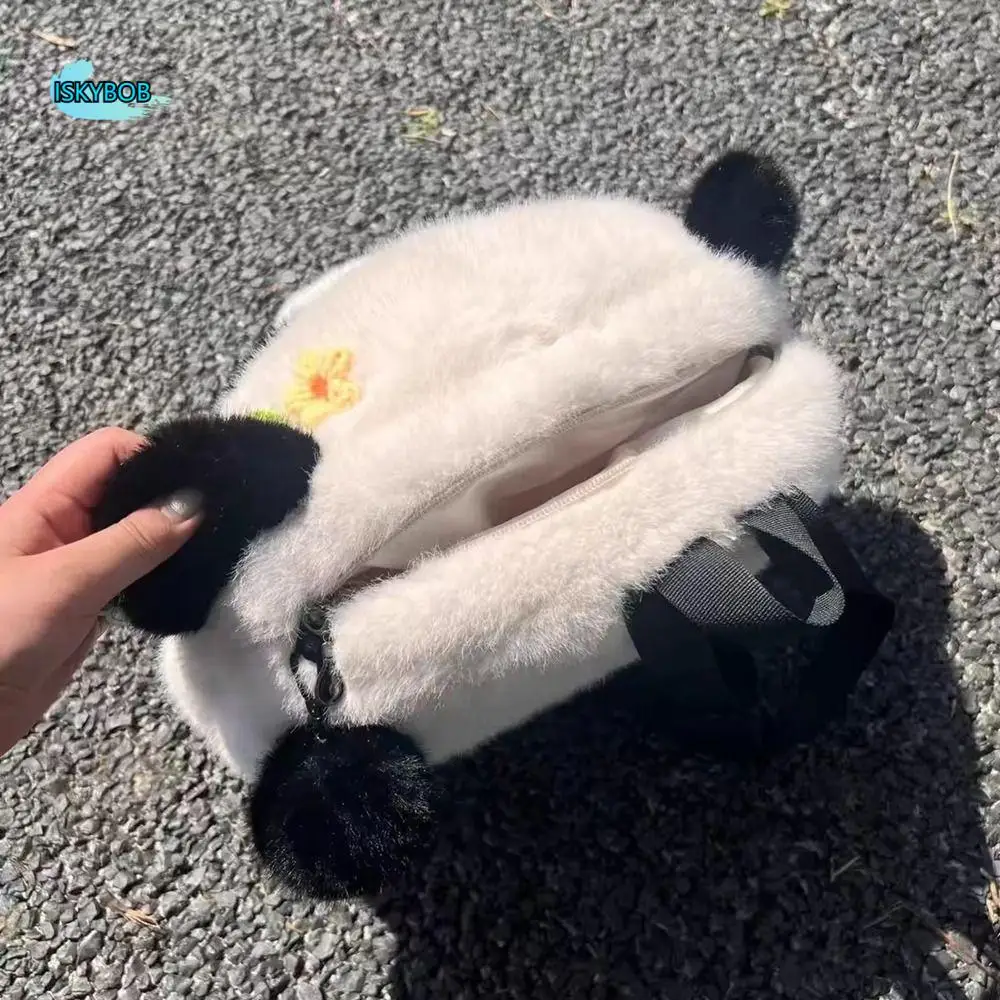 

Plush Backpack Toys Plush Toy Panda Crossbody Bag Cute Adjustable Panda Backpacks Soft Flower Plush Doll Schoolbags Kindergarten